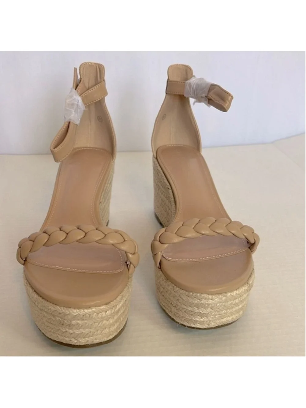NEW Piepiebuy Wedge Platform Espadrille Sandals Women's Size 9.5 Tan Coastal